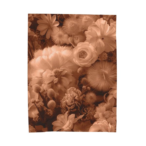 Lustrous Peach Fuzz Tone Baroque Floral 01 - Velveteen Plush Blanket - Image 2