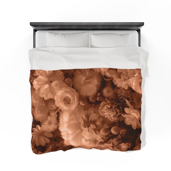 Lustrous Peach Fuzz Tone Baroque Floral 01 - Velveteen Plush Blanket - Image 8