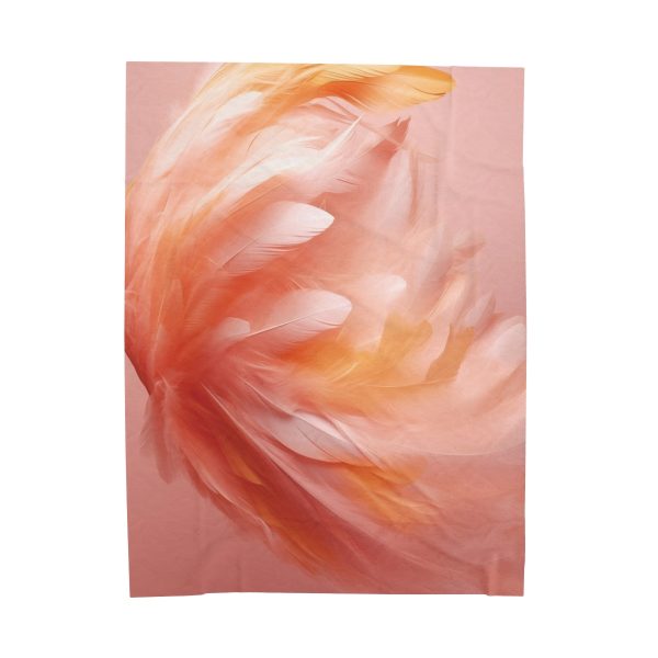 Lovely Fuzzy Feathers in Peach 02 - Velveteen Plush Blanket - Image 2